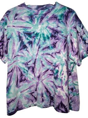 Vintage 1990s NEXXIT Tie Dye Shirt One Size Single Stitch Purple Blue Hippie
